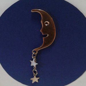 Handmade Moon & Stars Lapel Pin